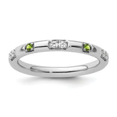14k White Gold Stackable Expressions Peridot and Diamond Ring